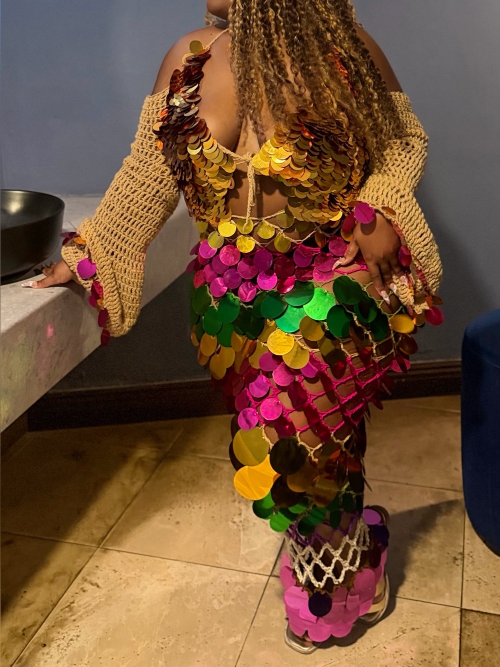 Multicolor Sequin Disc Maxi Skirt - Women